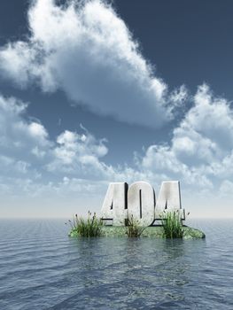 number 404 monument at water - 3d illustration