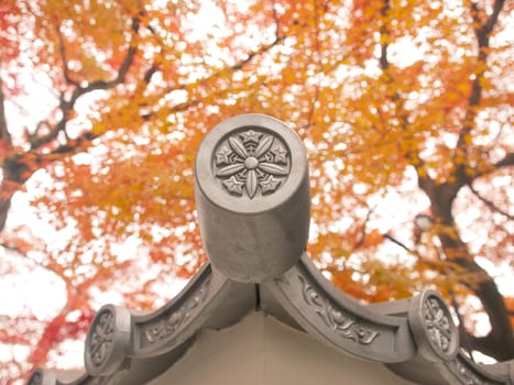 detail on the corner of japanese temple roof