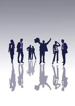 Group Of Young People Large silhouettes of young confident people over white