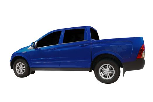 Blue pickup truck isolated on white