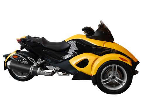 Fast tricycle motorbike isolated on white