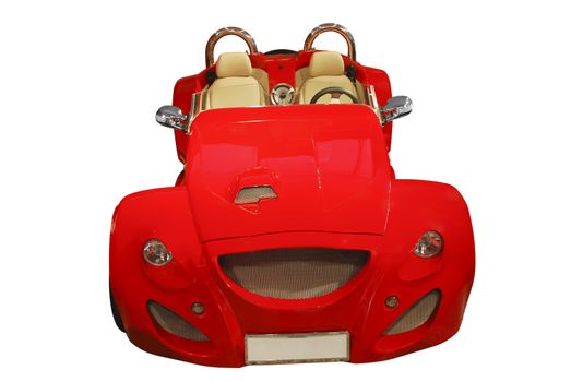 Front of fast red cabriolet isolated