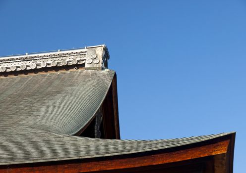 Details of the roof of japanese temple in Tenryu-ji temple in Kyoto, Japan