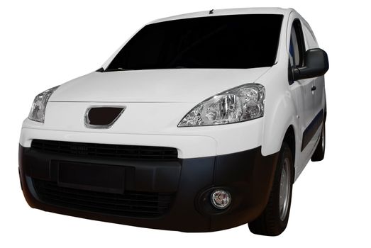 Front of white van isolated on white background