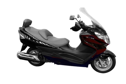 Black scooter motorcycle isolated on white