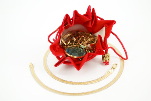 Gold jewellery ring and necklace