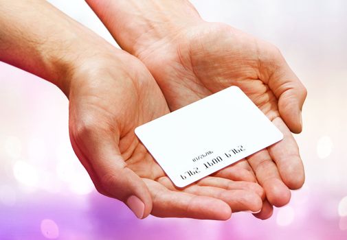 Close-up of man hand holding plastik credit card