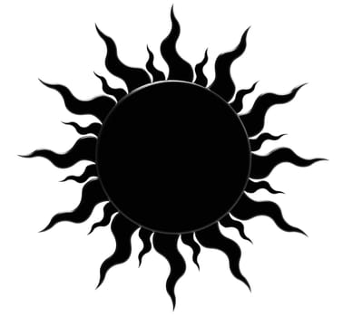 Black sun, isolated on white, 3d render