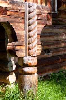 A part of wooden decoration on a house
