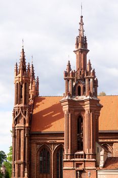A red pceudo-gothic church in Vilnus
