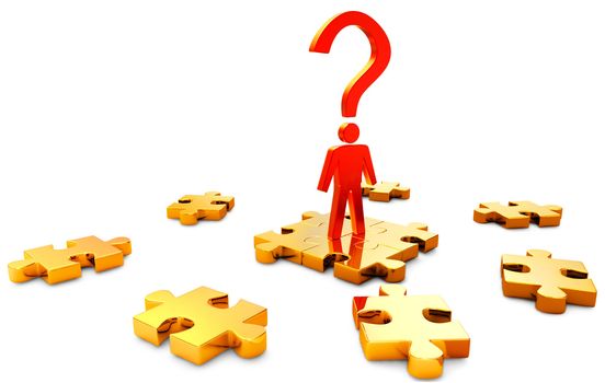 person and color puzzles as a symbol of searching a right solution