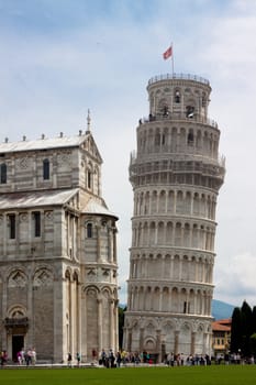 Leaning Tower of Pisa and a part of cathedral
