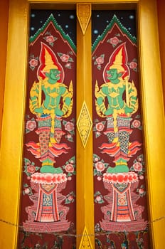 thai art on door temple