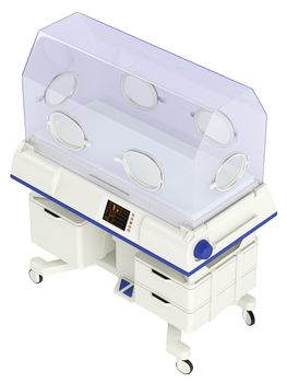 Infant incubator isolated on white background