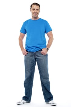 Stylish portrait of handsome young man. Full length shot