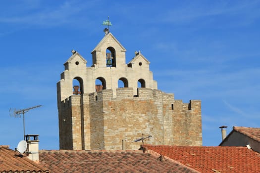 Belfry of fortified church of Saintes-Maries-de-la-mer, France