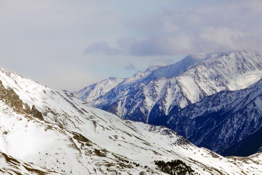 Russia. Caucasus. View on Elbrus Mount - the highest point of Europe from Cheget Mount