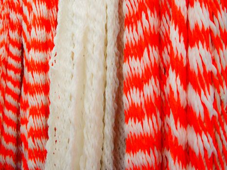 Red & White strip Wool fabric in Mexican marketplace