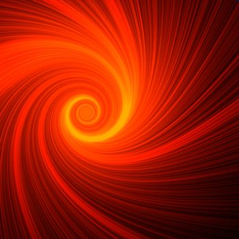 abstract orange spiral ray light over black background