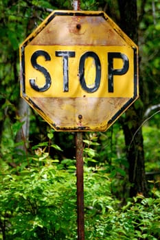 Yellow Stop Sign Up Close
