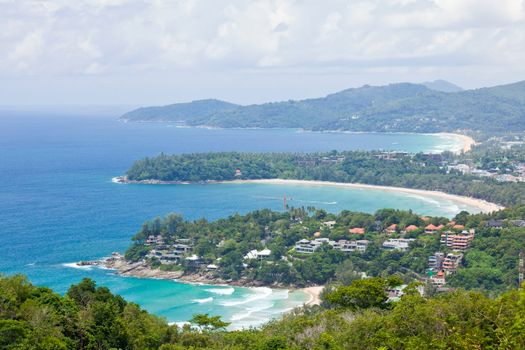 Aerial view landscape of Bay and tropical beach,kata karon and  katanoi, in Phuket Thailand 