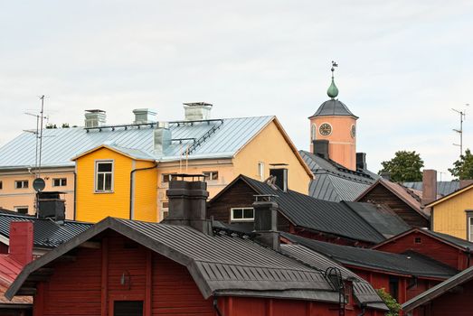 View over the roofs of the ancient town of Porvoo. Finland.