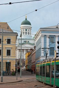 Helsinki city center, summer evenings. Finland.