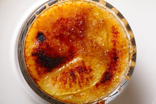 Delicious creme brule in cup of glass