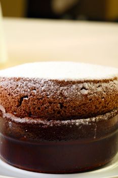 brownie or souffle with cream of chocolate