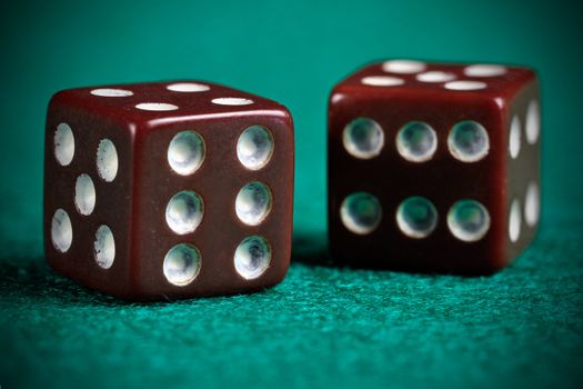 A pair of retro looking worn out dices