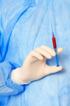 Woman use syringe with a new synthetic hard drugs mixed with blood for escape from reality