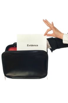 Investigator examines in details the materials of evidence reported by advocate