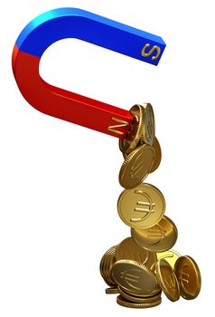 magnet attracts euro as a symbol of robbery by investment loan or crediting of people