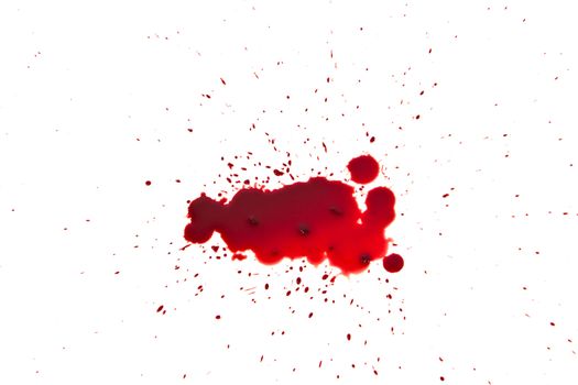 drop of blood isolated on white background close up