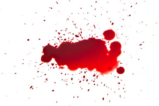 drop of blood isolated on white background close up