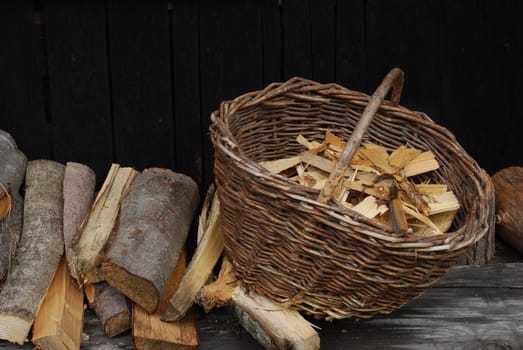 wood in the basket