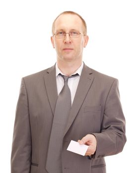 Business person showing visiting card