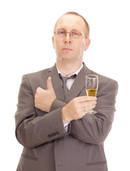 Business person drinking a glass of champagne