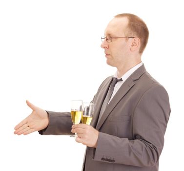 Business person drinking champagne