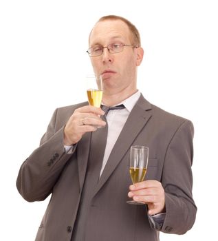 Business person drinking champagne