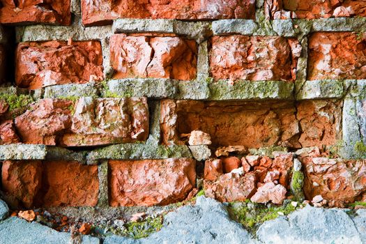 The destruction of a brick wall. background