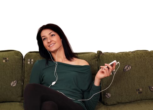 girl listening music on phone