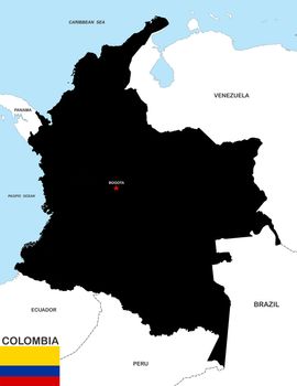 very big size colombia political map illustration