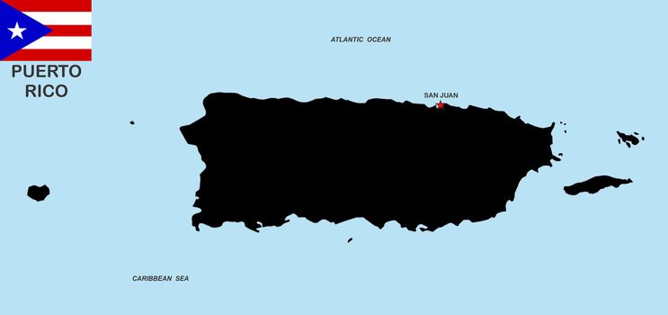 very big size puerto rico black map illustration