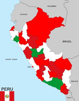 very big size peru political map illustration