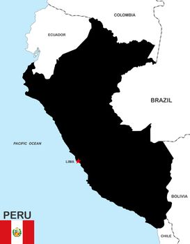 very big size peru political map illustration