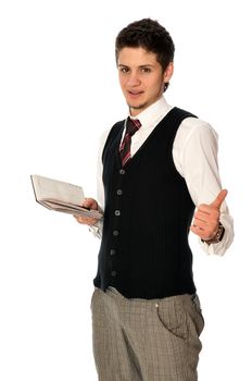 businessman writing a daily plan of action in his notebook