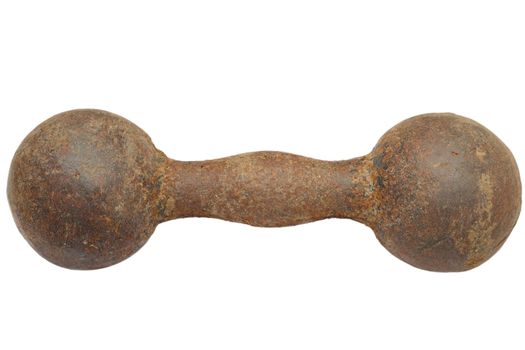 old rusty barbell - sport item - isolated over white