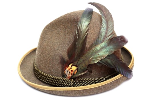 oktoberfest traditional german hat decorated with beautiful feathers