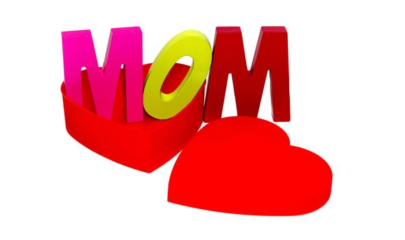 red heart with mom text